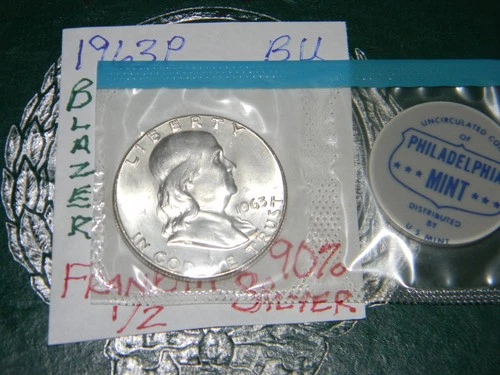 GEM BU UNCIRCULATED BU MS 1963-P SILVER FRANKLIN HALF DOLLAR BRILLIANT LUSTER