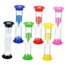Sand Timer for Kids Set Small - Pack of 6 Multicolor - 30 Sec, 1,2,3,5,10 Mint