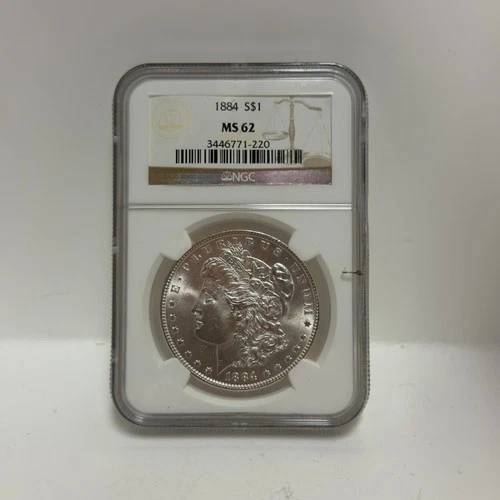 1884 U.S. Silver Morgan Dollar Coin MS62 NGC Certified