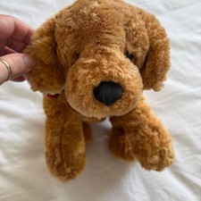 Russ Berrie Toastin Golden Retriever Dog Plush Red Velvet Ribbon Brown 15 Inch
