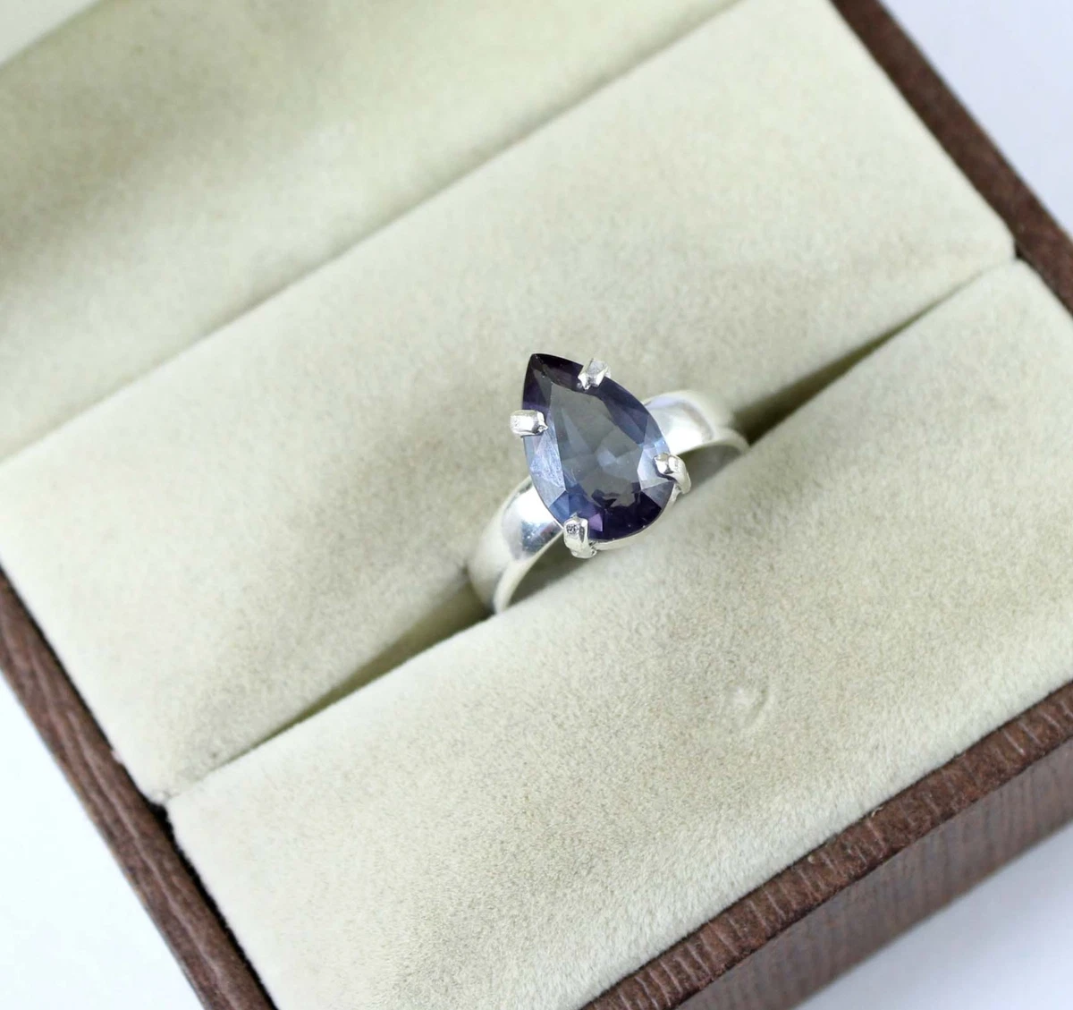 Bague Ancienne Homme En Argent Avec Saphir Bleu - Taille 9 - Occasion Très Bon état