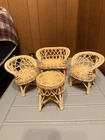 4 Piece - Vintage RATTAN WICKER Doll Furniture Set - Barbie Fashion Size - NICE