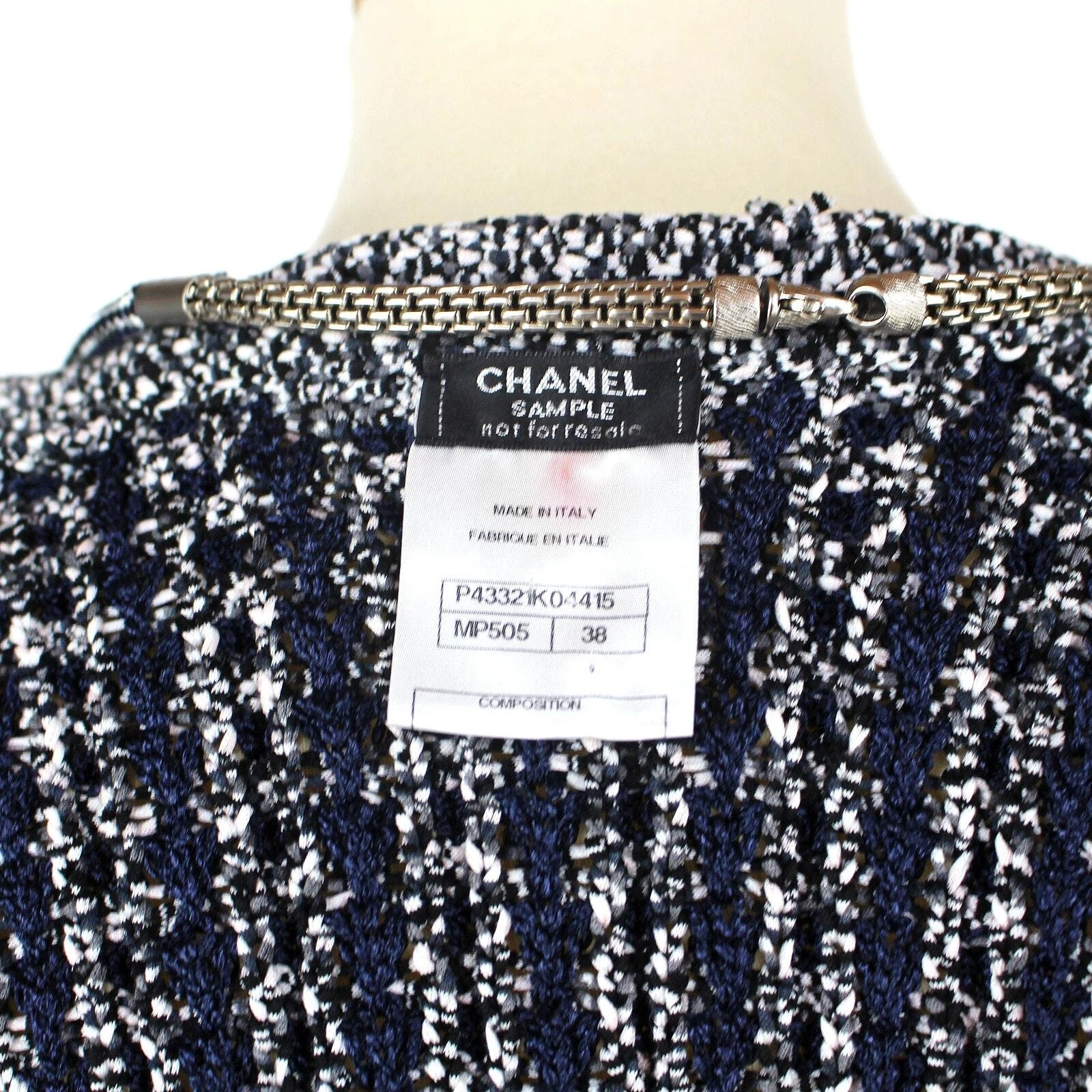 Maglione Chanel 2012 maglia tuta blazer bordo catena aperto davanti cardigan giacca tg 38