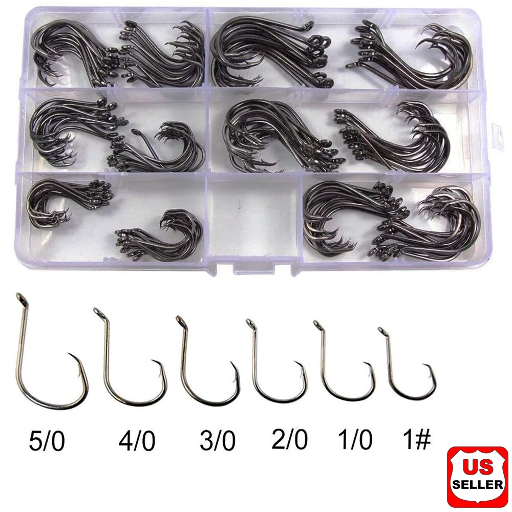 circle hooks for pike fishing 4/0 Offset Circle Hooks - 80PCS Fishing Hooks for Bass Saltwater &  Freshwater