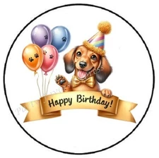 HAPPY BIRTHDAY DACHSCHUND DOG ENVELOPE SEALS LABELS STICKERS PARTY FAVORS