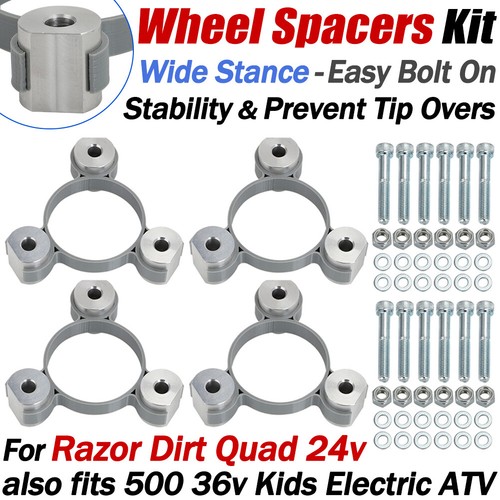 Wheel Spacers For Razor Dirt Quad 24v Electric ATV - Stability Prevent Tip-Overs - Picture 1 of 10