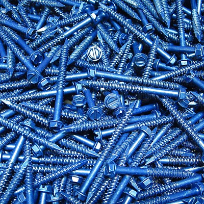 (100) 3/16'' X 2-1/4'' Hex Washer Head Masonry Concrete Screw Tapcon Anchor Blue