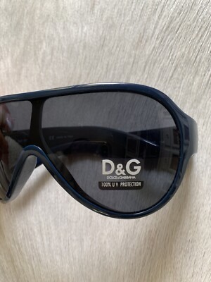 Vintage DG Dolce And Gabbana Wrap Around Sunglasses NWT Navy Logo