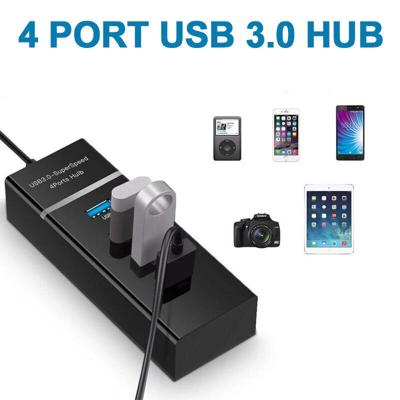 4 Port USB 3.0 Hub Splitter Multi Adapter 5Gbps High Speed For PC Desktop Laptop - Image 2 of 4