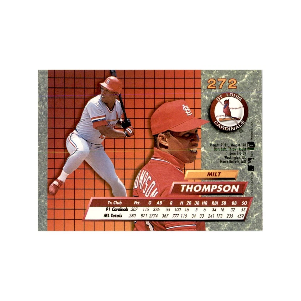 1992 Fleer Ultra Milt Thompson Baseball Cards #272 - Image 2 of 3