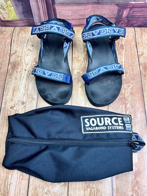 Source Vagabond Systems size 7 Mens Adventure Sandals blue black with bag