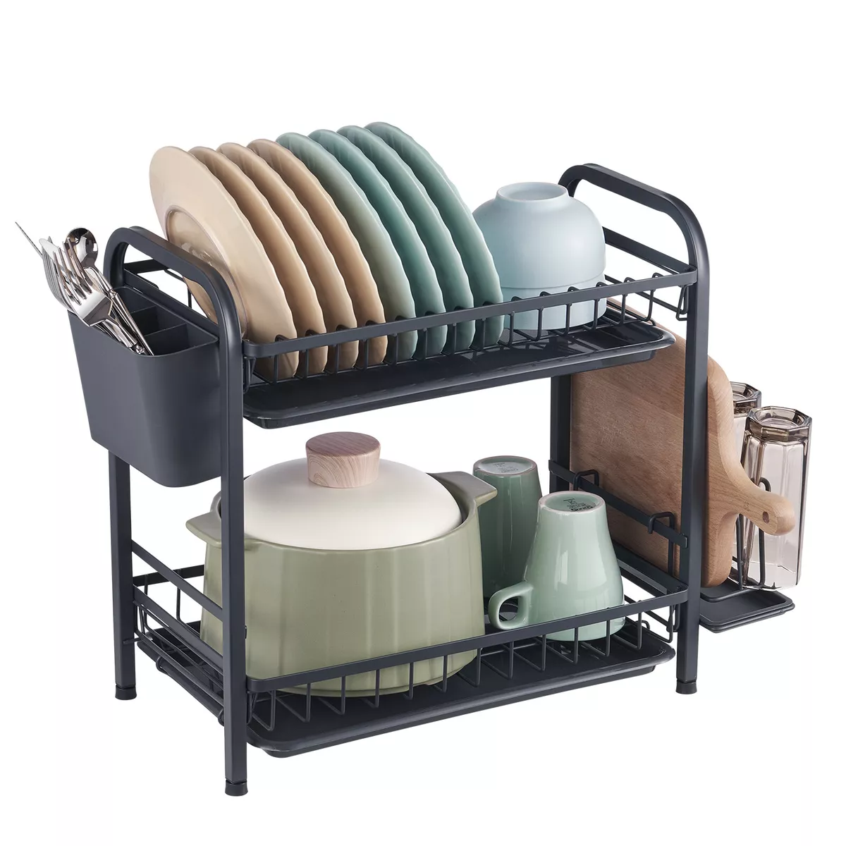 VEVOR Dish Drying Rack 2-Tier Dish Drainer Carbon Steel Kitchen Utensil Holder Dish Racks