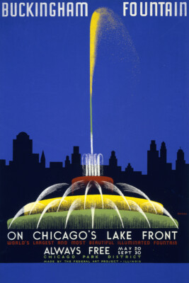 Buckingham Fountain, Chicago by Vintage Travel Posters Giclee Print Ships Free