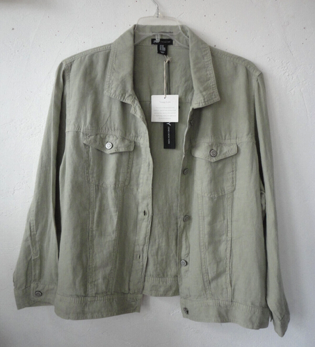 JONES NEW YORK Womans 2X lightweight Linen Jacket Weathered Sage Green NWT - Picture 10 of 10
