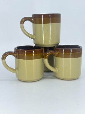 1970s set of 4 brown, tan hombre coffee mugs teacups Coffee Set Taiwan  RETRO SET | eBay