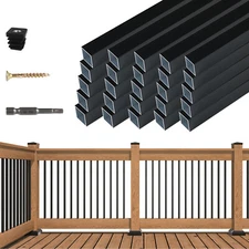 Muzata 32"Aluminum Deck Balusters Square Black Deck Railing Stair Balusters WT26