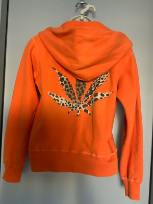 Damen Lucien Pellat Finet Orange Kapuzenpullover mit Reißverschluss Gr.XS