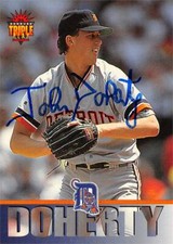 John Doherty autographed baseball card (Tigers) 1994 Donruss Triple Play #242