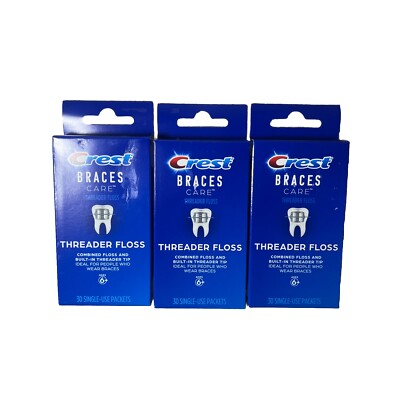 Crest Braces Care Threader Floss 3pk 30 Packets Per Pack