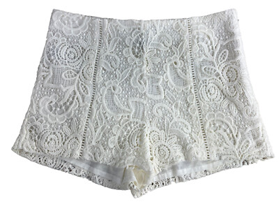 Forever 21 Off White Lace Dress Shorts Sz XS Lined Side Zipper