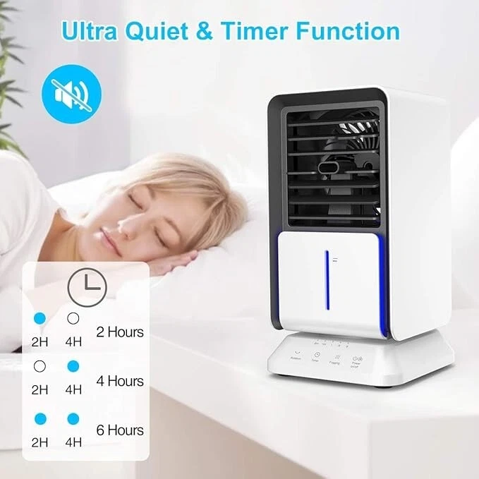 Personal Air Cooler, Infray Portable Oscillating Air Conditioner Desk Fan Mini E - Image 3 of 4