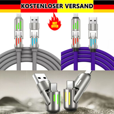 240w Multi USB LED Kabel,4 in 1 Ladekabel [2M] Schnell Ladekabel Mehrfach Lad DE