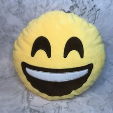 Almohada Emoji Smiley Laughing Emoticon 12" Redonda Peluche Cojín Amarillo BB