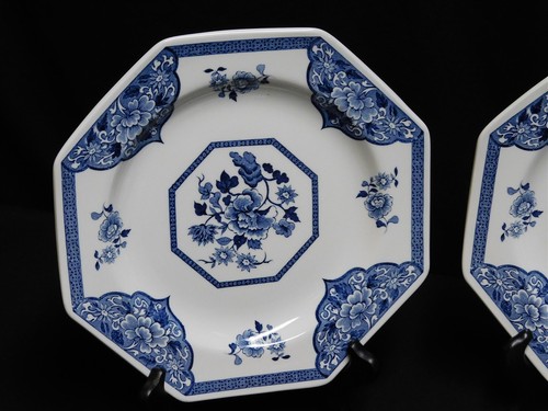 4 Old Pekin Octagon Blue J & G Meakin Royal Staffordshire Ironstone Plates 9.75" - Picture 2 of 5