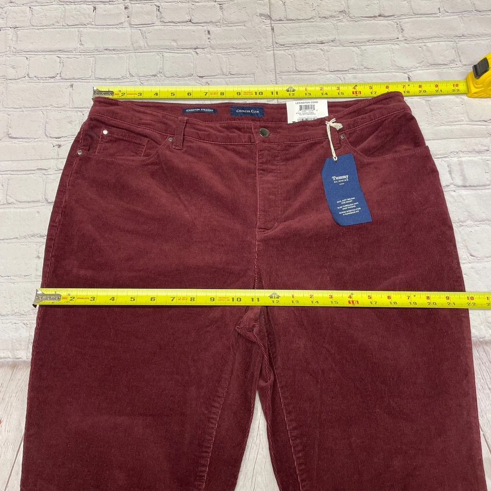 Pantalones rectos de pana Charter Club Lexington talla 16 borgoña M270-19 nuevos con etiquetas Foto 2 de 4