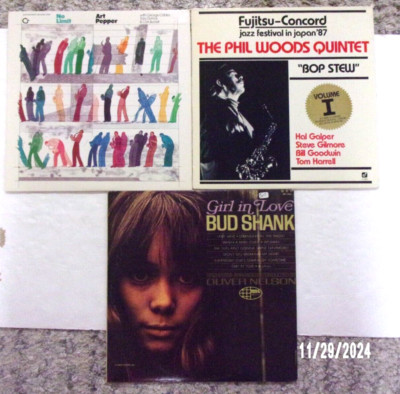 3  JAZZ LP'S ALTO SAX WOODS, PEPPER,BUD SHANK, NO LIMITS, BOP STEW,GIRL IN LOVE