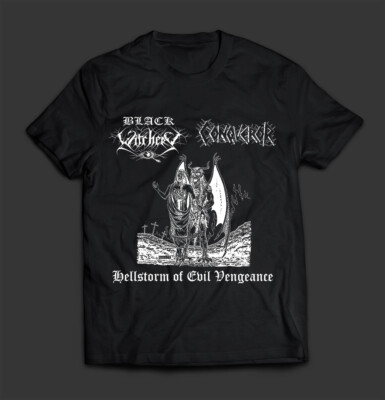 BLACK WITCHERY / CONQUEROR   Hellstorm of Evil Vengeance T-SHIRT (w/backprint)