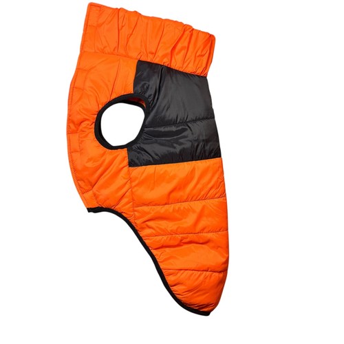 Dog Puffer Vest Large Orange and Blue, EC
