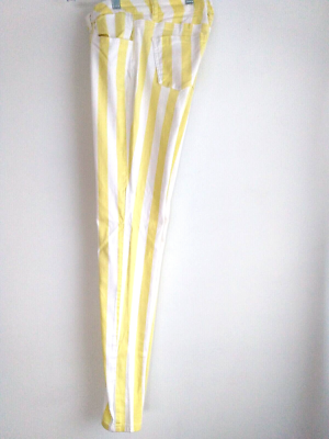Vtg 90s Striped Pants Yellow White Skinny Jeans Low Rise Chi Qle Vtg 90s Striped Pants Yellow White Skinny Jeans Low Rise Chi Qle