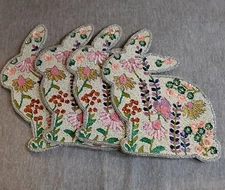 Easter Bunny Shaped Floral Beaded Placemats Set/4 Rachel Zoe