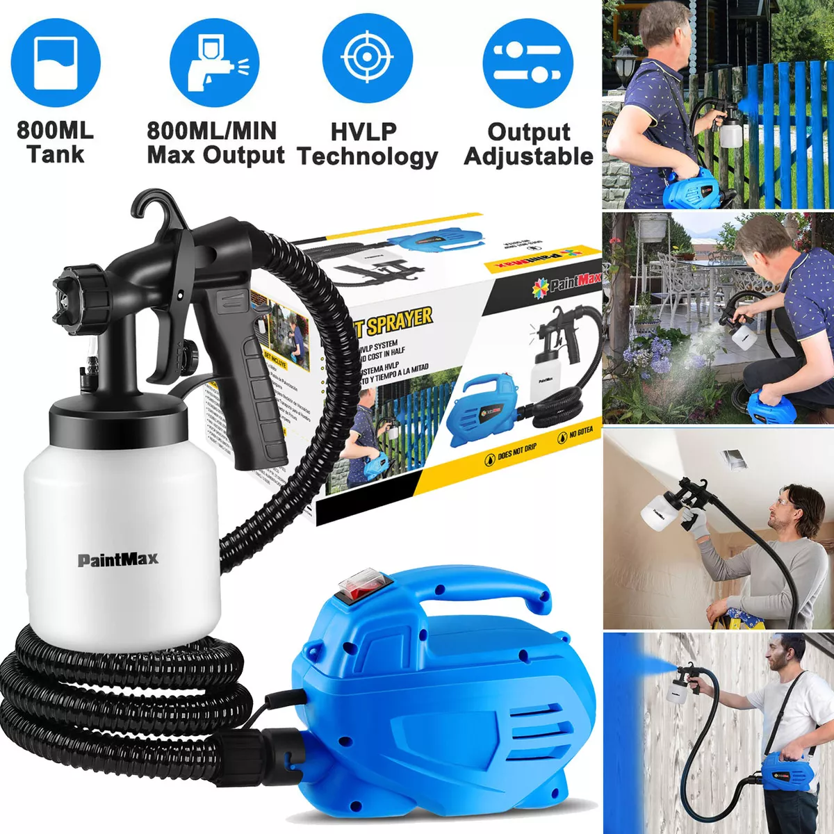 650W Electric HVLP Spray Gun Paint Sprayer Painter 800ml Handheld