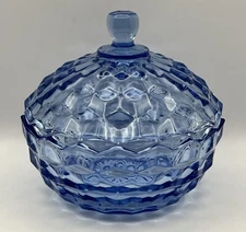 Fostoria American Cubist Covered Candy Dish | Vintage