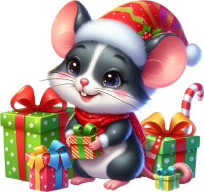 Bunte Weihnachten Ratte Geschenk Wandkunst Schlafzimmer Fenster Dekor Vinyl Aufkleber Abziehbild