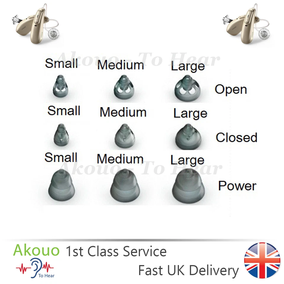 GENUINE Phonak Hearing Aids Slim Tube + RITE / RIC Domes 10 Pack