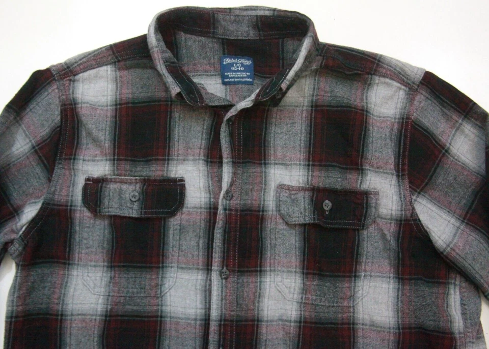 Camisa de vestir Faded Glory 2 bolsillos manga larga abotonada top grande gris JKT175 Foto 2 de 4