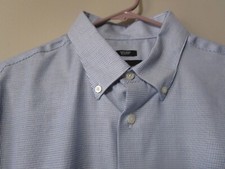 Mens 17 Kenneth Cole Awearness Shirt Blue Stripe Button-Up Non-Iron Slim Fit