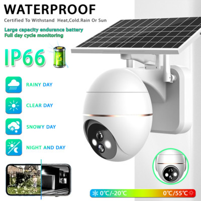 Wifi Solar Power PTZ IP Security Camera 2K CCTV HD Waterproof Outdoor Cam