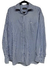 Giorgio Armani Le collezioni Blue Checkered Button Down Shirt Men s Size 18