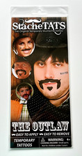 Halloween Tattoos "THE OUTLAW" StacheTats Temporary Tattoos. Hard to find.