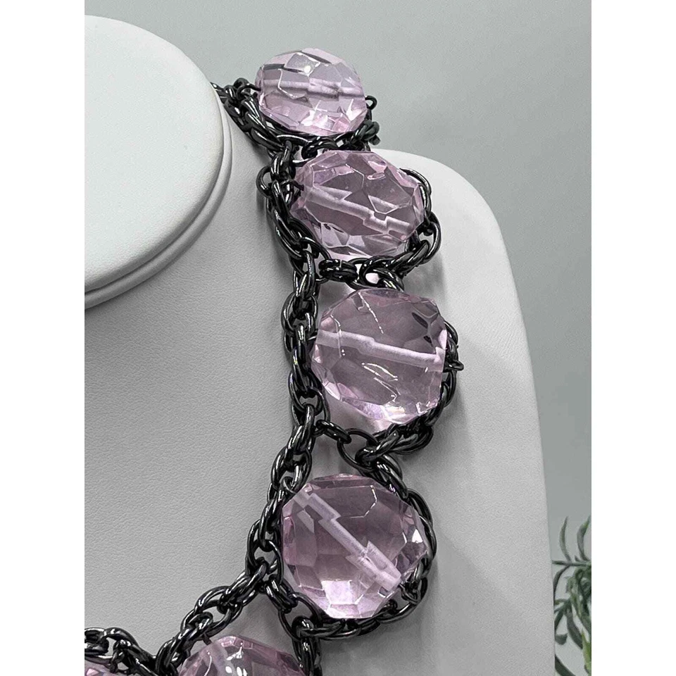 J. Collar Crew Bold Rosa Grande Cristal RockCandy Hematita Gunmetal Chapado Foto 4 de 4