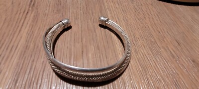 Bracelet Ouvert Vintage En Argent Massif 925 - 30 Grammes - Style Manchette - Occasion