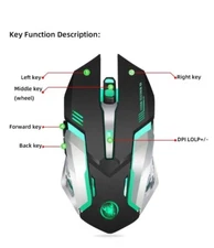 HXSJ wireless mouse 2.4GPI gaming mouse glowing mouse