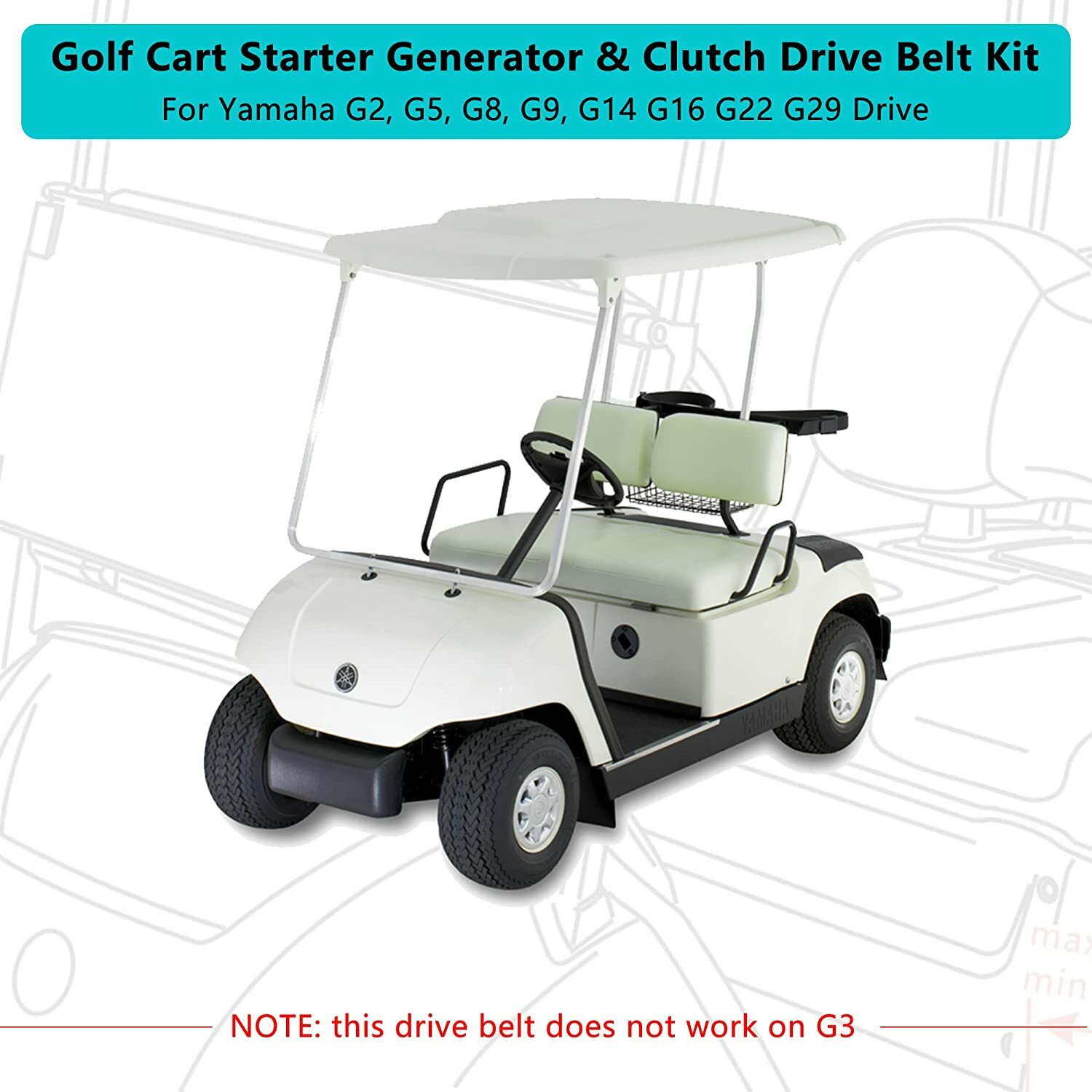 Golf Cart Drive Starter Belt for Yamaha G2 G5 G8 G9 G14 G16 G22 G29 J55-G6241-00