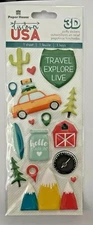 Paper House Puffy sticker set~TRAVEL/EXPLORE/LIVE~Nice! Quick Ship!
