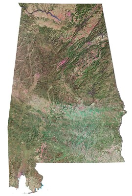 Alabama Satellite Map GLOSSY POSTER PICTURE PHOTO PRINT BANNER 11870