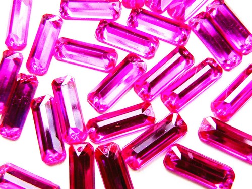 Acrylic Rhinestone Gems 4x15 mm Oblong Cube Flat Back Sew On All Colours Joblot - Picture 36 of 44